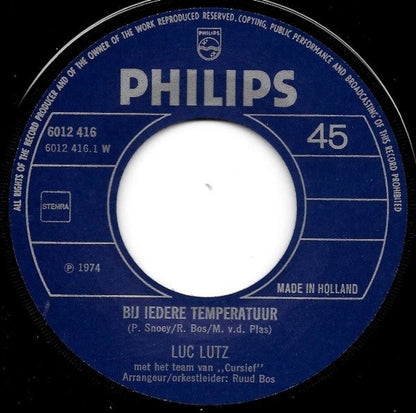Luc Lutz Met Het Team Van Cursief / De Melodia's - Bij Iedere Temperatuur 28937