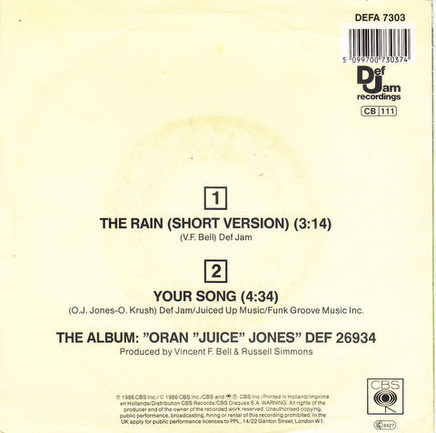 Oran 'Juice' Jones - The Rain 18163 Vinyl Singles Vinyl Goed / Hoes Goed