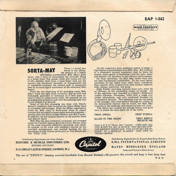 Billy May And His Orchestra - Sorta-May Part 1 41444 Vinyl Singles EP Vinyl Goed / Hoes Goed