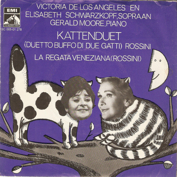 Victoria De Los Angeles - Kattenduet (Duetto Buffo Di Due Gatti) Rossini 40549 Vinyl Singles Vinyl Goed / Hoes Goed