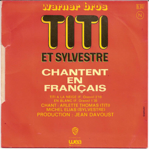 Arlette Thomas / Michel Elias - Titi Et Sylvestre Chantent En Français 40338 Vinyl Singles Vinyl Zeer Goed / Hoesje Goed "VINYLSINGLES.NL"