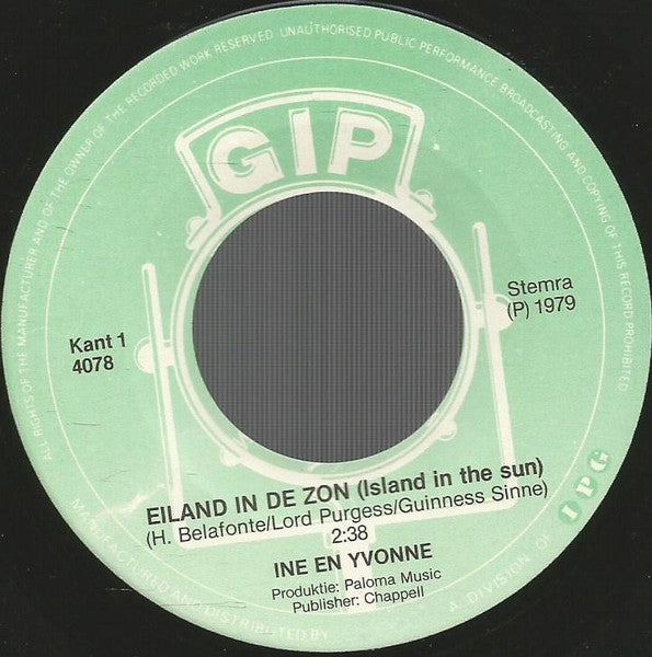Ine & Yvonne - Eiland In De Zon 41802 Vinyl Singles Vinyl Goed / Hoes Generic