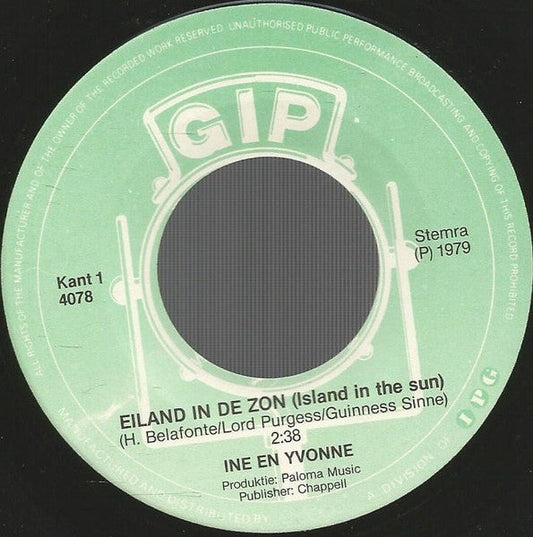 Ine & Yvonne - Eiland In De Zon 41802 Vinyl Singles Vinyl Goed / Hoes Generic