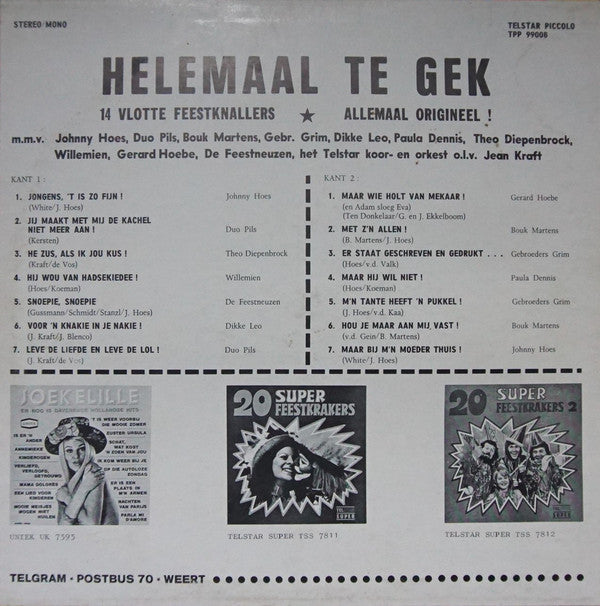 Various - Helemaal Te Gek! (LP) 51150 (B) Vinyl LP Vinyl Goed / Hoes Goed