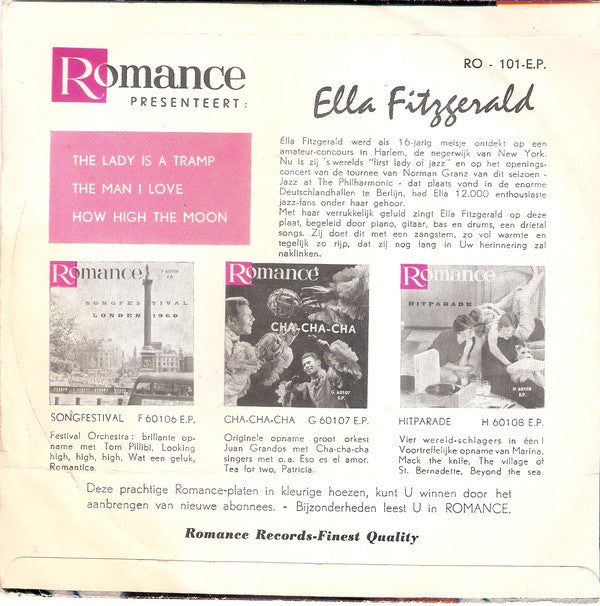 Ella Fitzgerald - The Lady Is A Tramp Vinyl Singles EP Vinyl Zeer Goed / Hoesje Goed "VINYLSINGLES.NL"