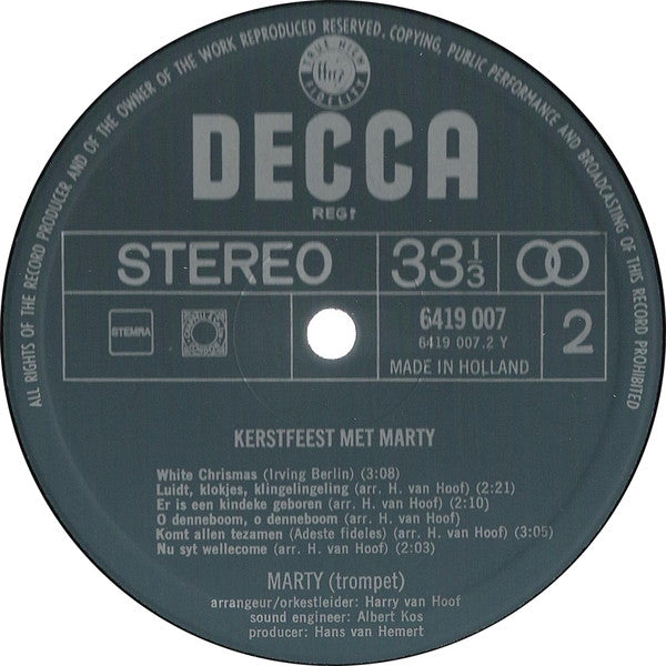 Marty - Kerstfeest met Marty (LP) 41547 Vinyl LP JUKEBOXSINGLES.NL   