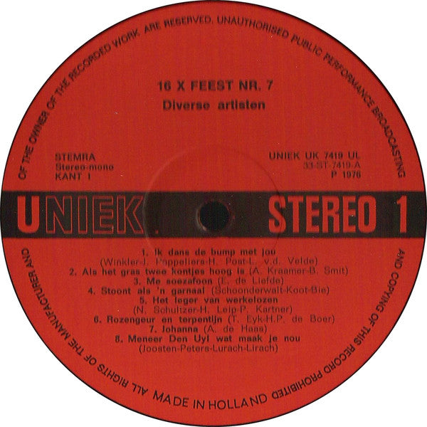 Various  - 16 X Feest 7 (LP) 48094 Vinyl LP JUKEBOXSINGLES.NL   