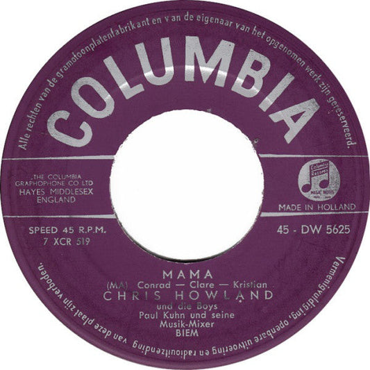 Chris Howland - Mama 42280 Vinyl Singles Vinyl Zeer Goed / Hoesje Generic "VINYLSINGLES.NL"