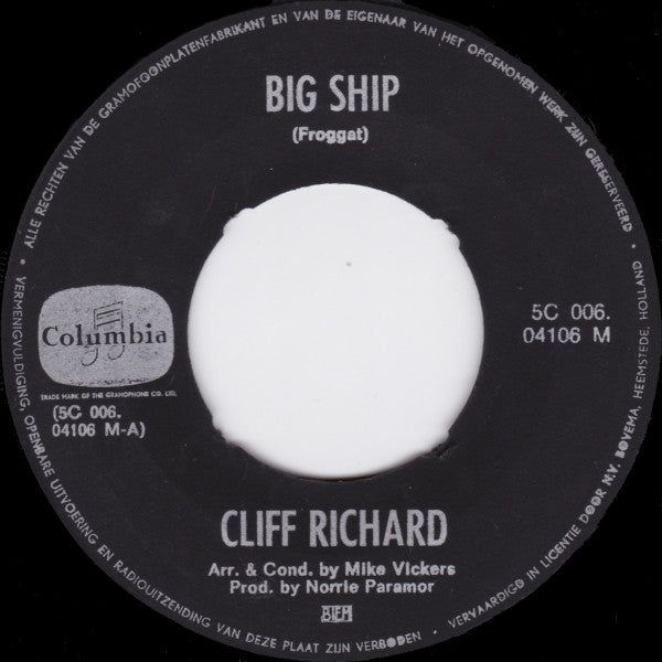 Cliff Richard - Big Ship 42453 Vinyl Singles Vinyl Goed / Hoes Generic
