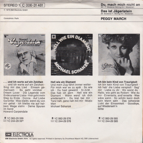 Peggy March - Du, Mach Mich Nicht An 41204 Vinyl Singles Vinyl Goed / Hoes Sticker