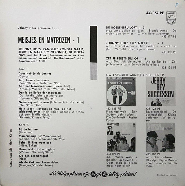Johnny Hoes - Johnny Hoes Presenteert... Meisjes En Matrozen 1 Vinyl Singles EP Vinyl Goed / Hoes Goed