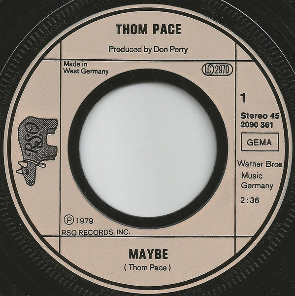 Thom Pace - Maybe 13670 Vinyl Singles Vinyl Goed / Hoes Goed
