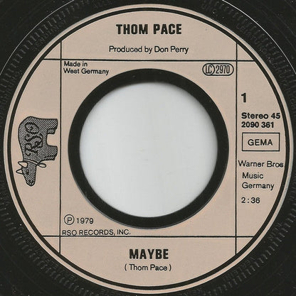 Thom Pace - Maybe 13670 Vinyl Singles Vinyl Goed / Hoes Goed