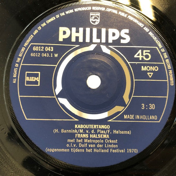 Frans Halsema - Kaboutertango Vinyl Singles Vinyl Zeer Goed / Hoesje Generic "VINYLSINGLES.NL"