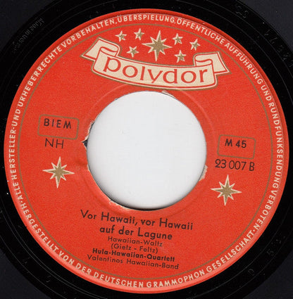 Hula Hawaiian Quartett, Valentinos Hawaiian-Band - Die Perle Auf Dem Meeresgrund Vinyl Singles Vinyl Zeer Goed / Hoesje Goed "VINYLSINGLES.NL"