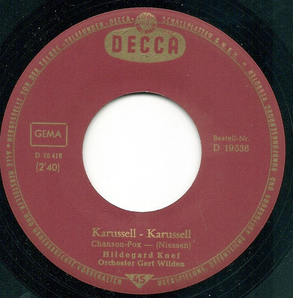 Hildegard Knef - Sei Doch So Wie Damals Vinyl Singles Vinyl Zeer Goed / Hoesje Goed "VINYLSINGLES.NL"
