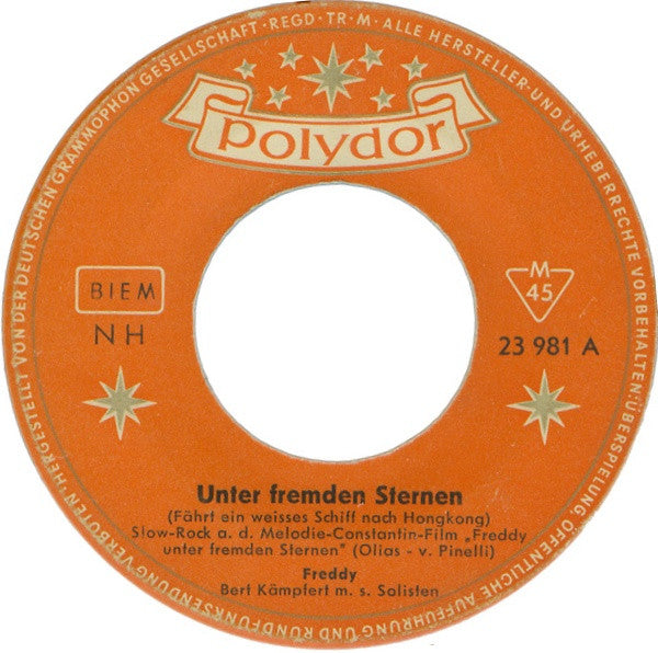 Freddy Quinn - Unter Fremden Sternen Vinyl Singles Vinyl Zeer Goed / Hoesje Generic "VINYLSINGLES.NL"
