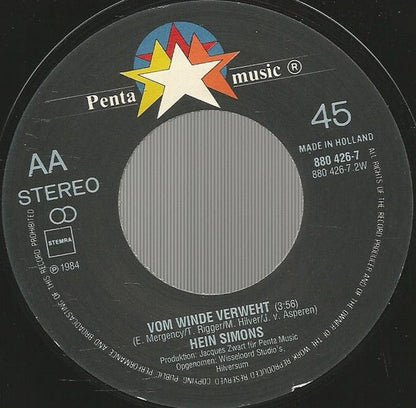 Hein Simons - Geef Me 'N Kans Vinyl Singles Vinyl Zeer Goed / Hoesje Goed "VINYLSINGLES.NL"