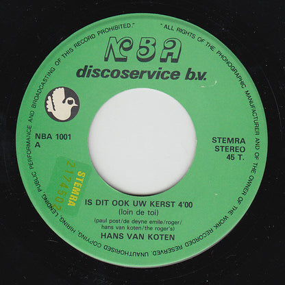 Hans van Kooten - Is Dit Ook Uw Kerst ? Vinyl Singles Vinyl Zeer Goed / Hoesje Goed "VINYLSINGLES.NL"