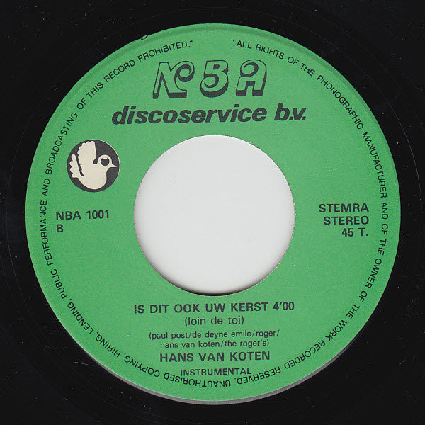 Hans van Kooten - Is Dit Ook Uw Kerst ? Vinyl Singles Vinyl Zeer Goed / Hoesje Goed "VINYLSINGLES.NL"