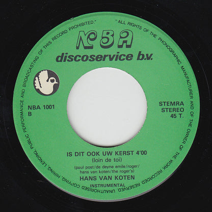 Hans van Kooten - Is Dit Ook Uw Kerst ? Vinyl Singles Vinyl Zeer Goed / Hoesje Goed "VINYLSINGLES.NL"