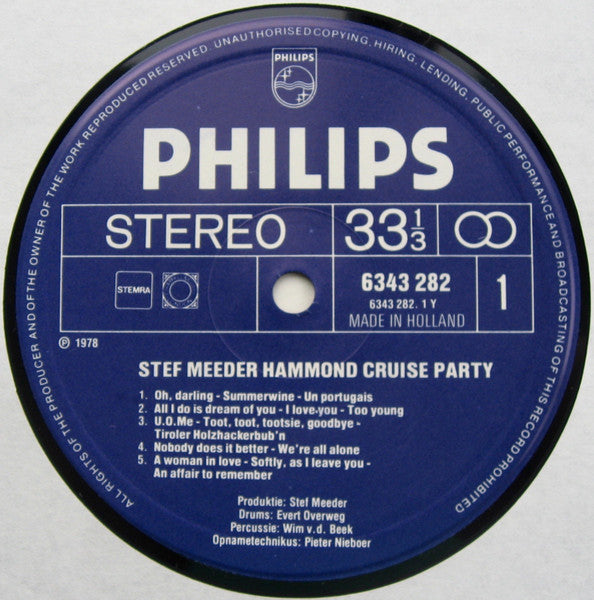 Stef Meeder - Hammond Cruise Party (LP) 42661 Vinyl LP JUKEBOXSINGLES.NL   