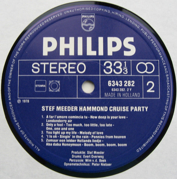 Stef Meeder - Hammond Cruise Party (LP) 42661 Vinyl LP JUKEBOXSINGLES.NL   