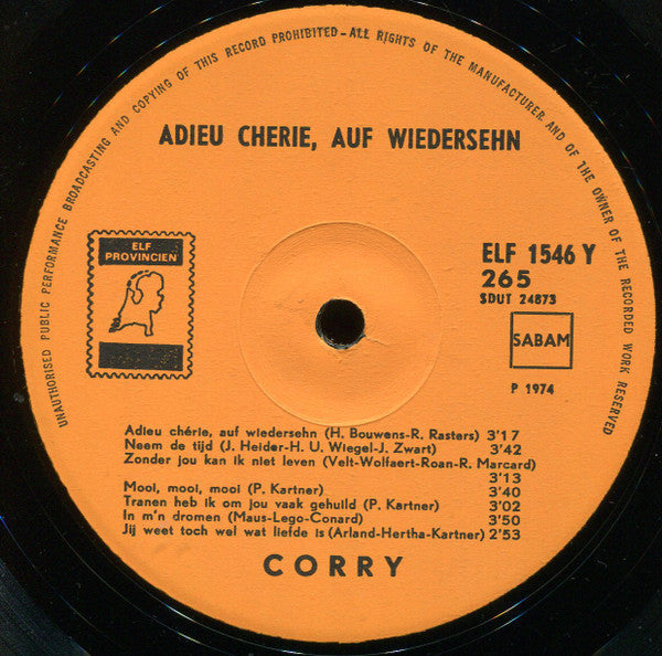 Corry - Adieu Chérie, Auf Wiedersehn (LP) 46596 Vinyl LP JUKEBOXSINGLES.NL   