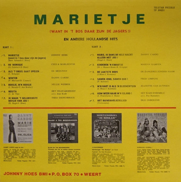 Various - Marietje (Want In 't Bos Daar Zijn De Jagers) En Andere Hollandse Hits (LP) 43367 Vinyl LP JUKEBOXSINGLES.NL   