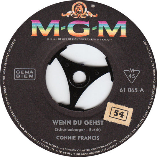 Connie Francis - Wenn Du Gehst 29787 Vinyl Singles Vinyl Zeer Goed / Hoesje Goed "VINYLSINGLES.NL"