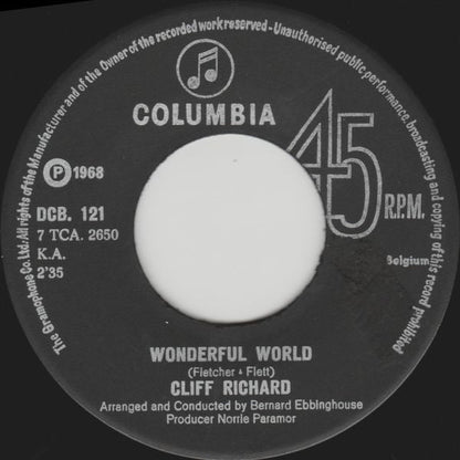 Cliff Richard - Wonderful World Vinyl Singles Vinyl Zeer Goed / Hoesje Generic "VINYLSINGLES.NL"
