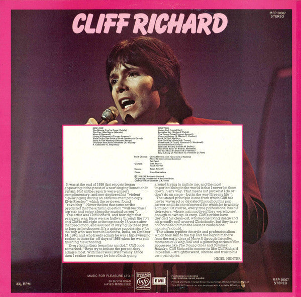 Cliff Richard - Live! (LP) 51223 Vinyl LP Vinyl Zeer Goed / Hoesje Goed "VINYLSINGLES.NL"