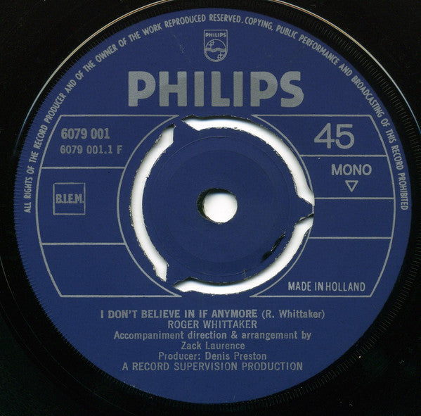Roger Whittaker - I Don't Believe In If Anymore 42120 Vinyl Singles Vinyl Goed / Hoes Generic