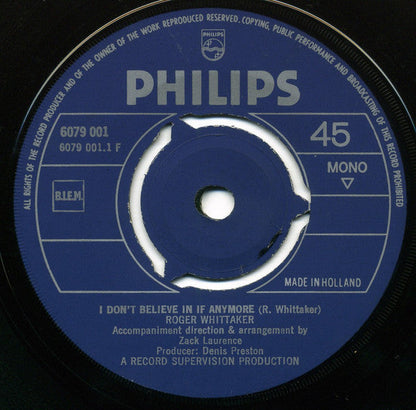 Roger Whittaker - I Don't Believe In If Anymore 42120 Vinyl Singles Vinyl Goed / Hoes Generic