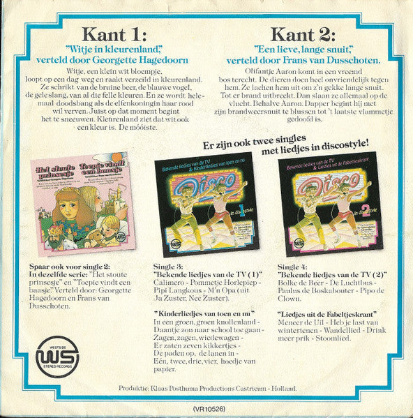 Georgette Hagedoorn / Frans van Dusschoten - Witje In Kleurenland 40741 Vinyl Singles Vinyl Goed / Hoes Goed