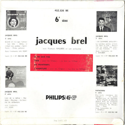 Jacques Brel - 6 40588 Vinyl Singles EP Vinyl Goed / Hoes Goed
