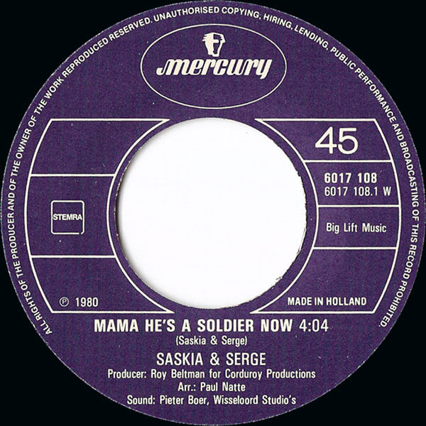 Saskia & Serge - Mama He's A Soldier Now 42080 Vinyl Singles Vinyl Goed / Hoes Generic