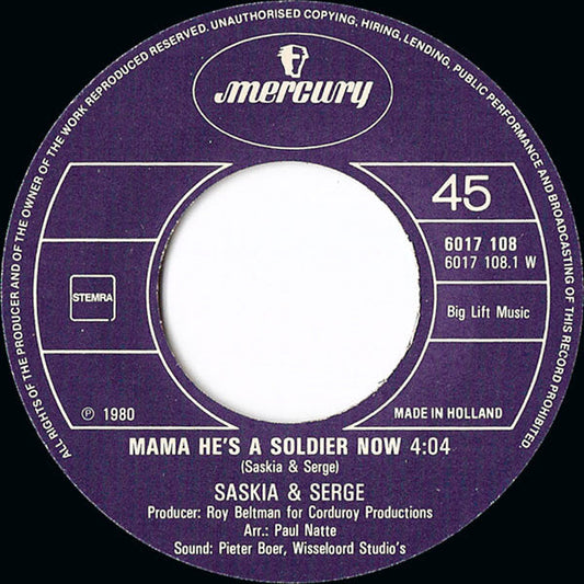 Saskia & Serge - Mama He's A Soldier Now 42080 Vinyl Singles Vinyl Goed / Hoes Generic