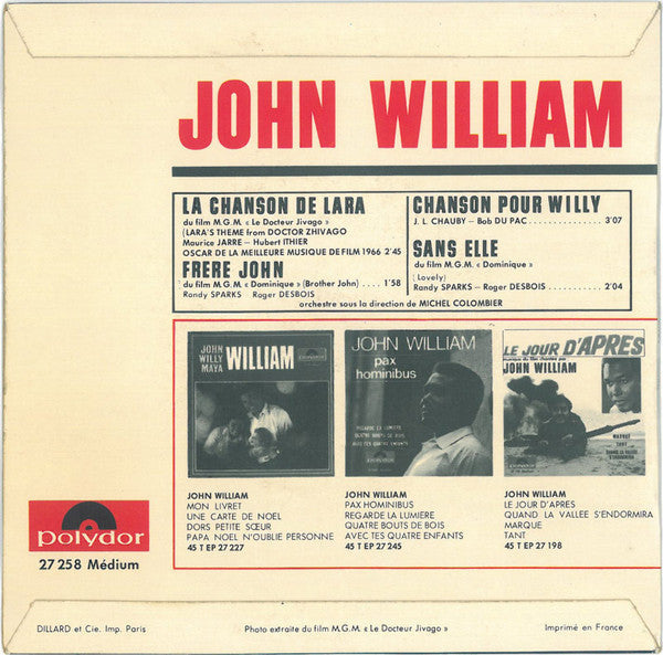 John William - La Chanson De Lara 42654 Vinyl Singles EP Vinyl Goed / Hoes Goed