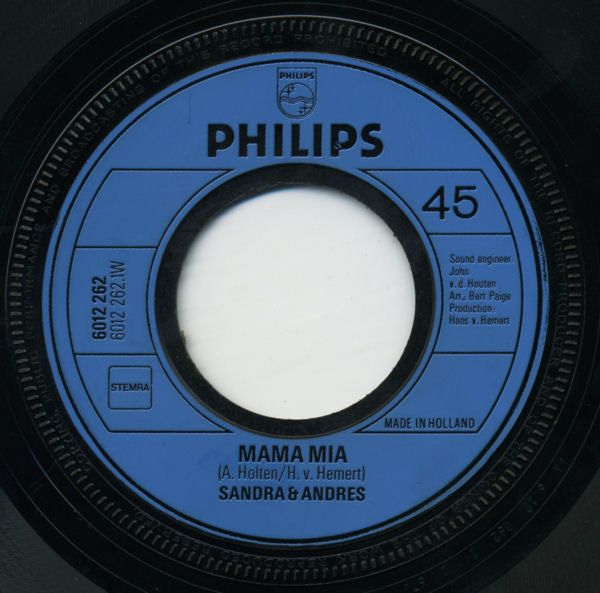 Sandra & Andres - Mama Mia 41535 Vinyl Singles Vinyl Goed / Hoes Generic
