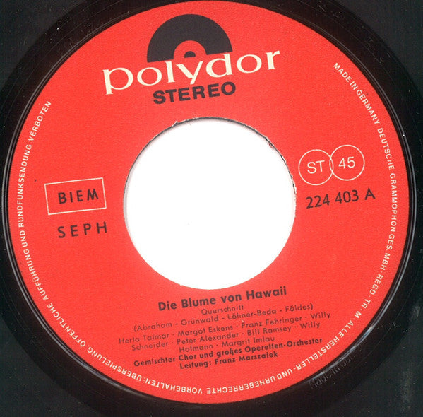 Herta Talmar, Margot Eskens - Die Blume Von Hawaii Vinyl Singles EP Vinyl Zeer Goed / Hoesje Goed "VINYLSINGLES.NL"