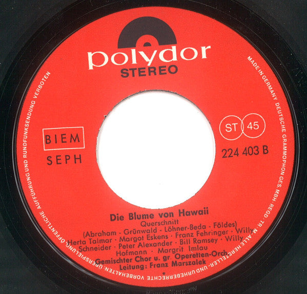 Herta Talmar, Margot Eskens - Die Blume Von Hawaii Vinyl Singles EP Vinyl Zeer Goed / Hoesje Goed "VINYLSINGLES.NL"