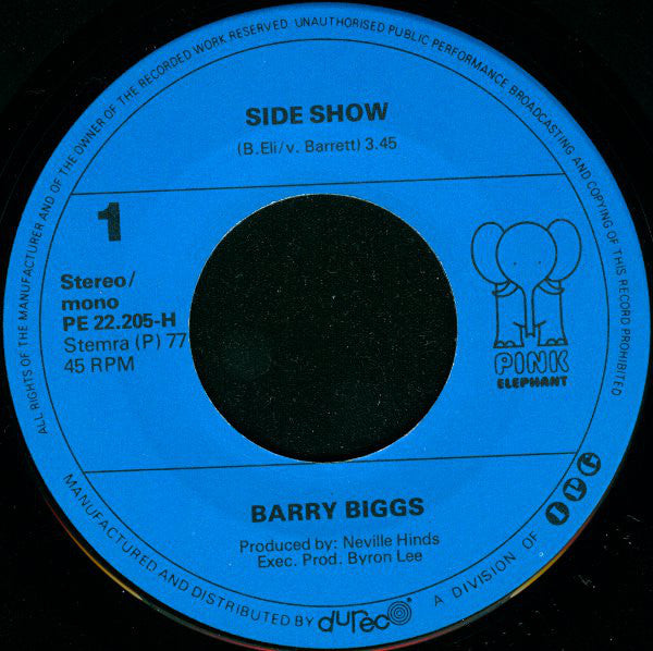 Barry Biggs - Side Show 39639 Vinyl Singles Vinyl Zeer Goed / Hoesje Goed "VINYLSINGLES.NL"