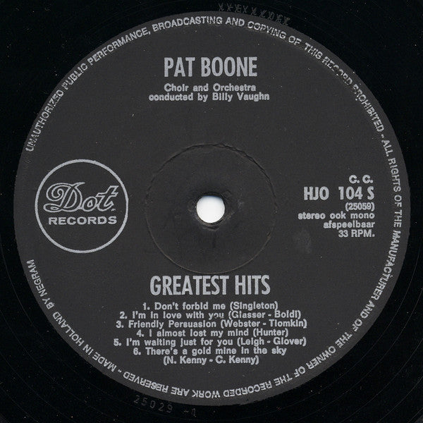 Pat Boone - Greatest Hits (LP) 41846 Vinyl LP JUKEBOXSINGLES.NL   