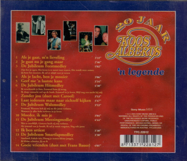 Koos Alberts - 20 Jaar Koos Alberts 'n Legende (CD) 70370 Compact Disc Goede Staat