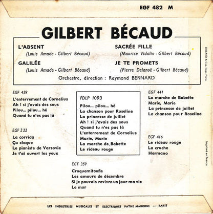 Gilbert Bécaud - L'Absent 42387 Vinyl Singles EP Vinyl Goed / Hoes Goed