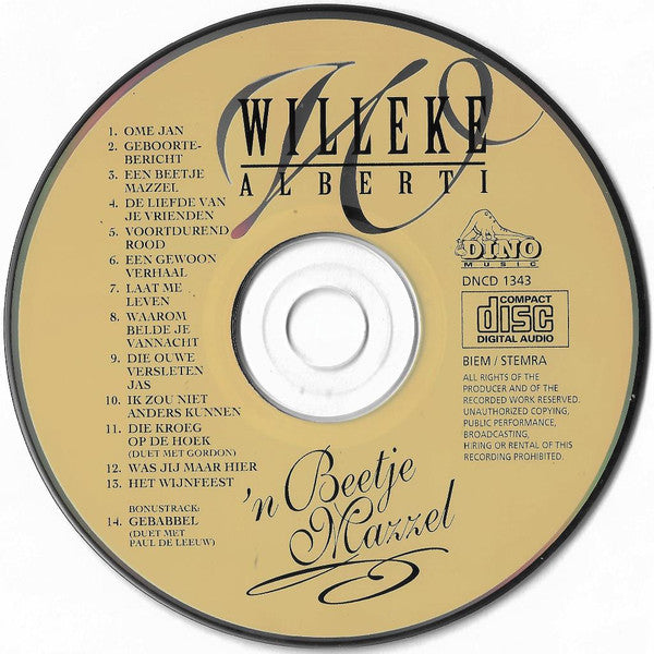 Willeke Alberti - 'N Beetje Mazzel (CD) 70579 Compact Disc Goede Staat