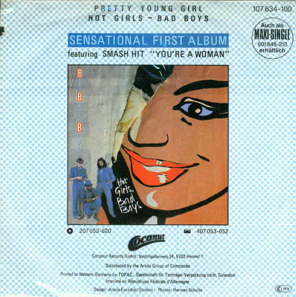 Bad Boys Blue - Pretty Young Girl 31423 Vinyl Singles Vinyl Zeer Goed / Hoesje Goed "VINYLSINGLES.NL"