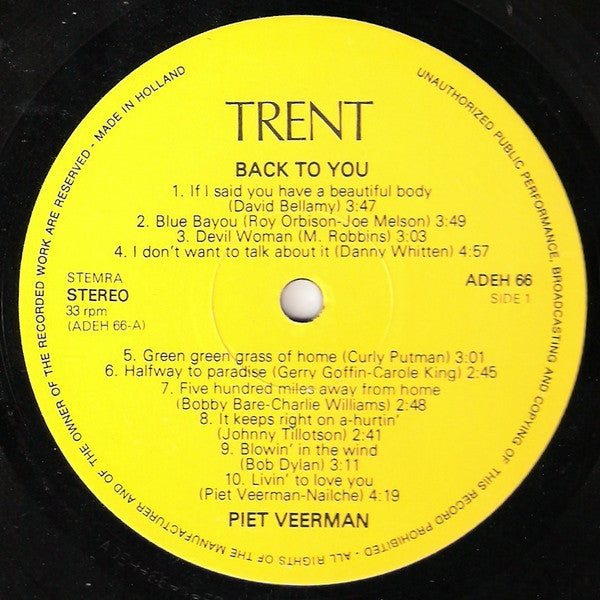 Piet Veerman And The New Cats - Back To You (LP) 51133