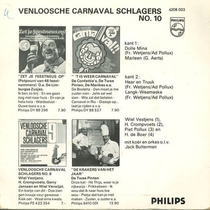 Wiel Vestjens, Hay Crompvoets, Piet Pollux, Henk de Boer - Venloosche Carnaval Schlagers no. 10 40535 Vinyl Singles Vinyl Goed / Hoes Goed